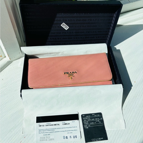 Prada Camelia Saffiano Leather Wallet - Picture 1 of 16